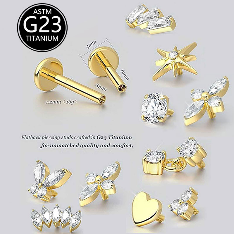 Body Jewelry Threadless - 2 шт. F136 G23 титановые серьги