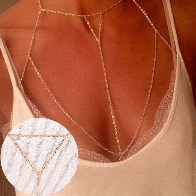 Body Jewelry Necklace - Женское многослойное колье с V-образным вырезом