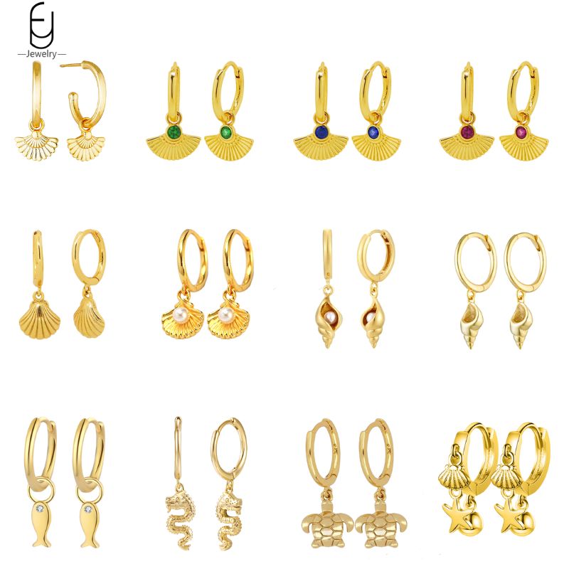 Conch Earring Hoop - Женские серьги-подвески в виде ракушек, из