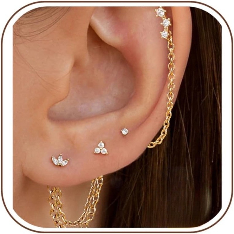 Conch Earring Hoop - Набор серег-гвоздиков Bobisty Silver Needle для