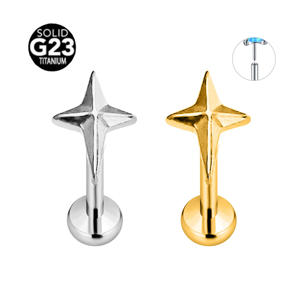 Body Jewelry Threadless - Серьги-гвоздики из титана без резьбы, 16