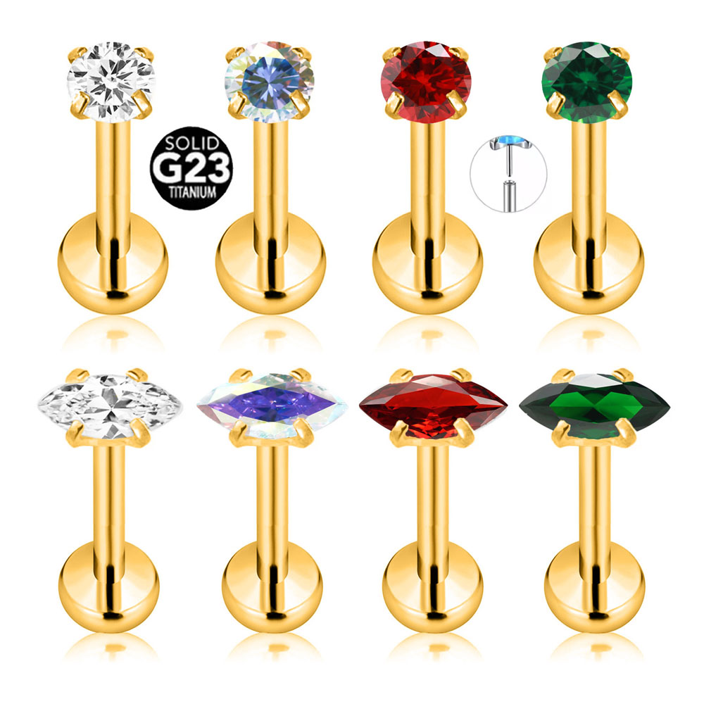 Body Jewelry Threadless - ASTM F136 G23 Титановая серьга-гвоздик маркизы