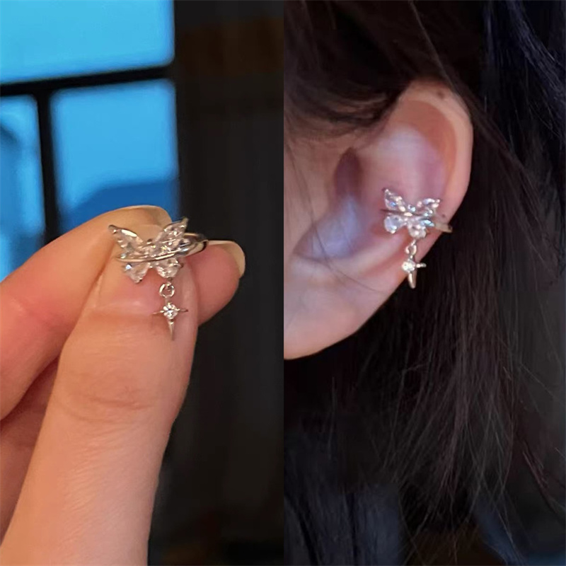 Conch Earring Hoop - 1 шт., серебряный цвет, бабочка, звезда,