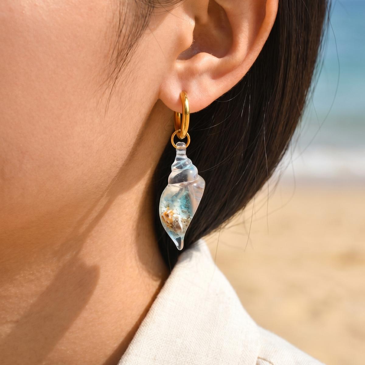 Серьги-кольца с ракушками для  – обзор и цена Conch Earring Hoop