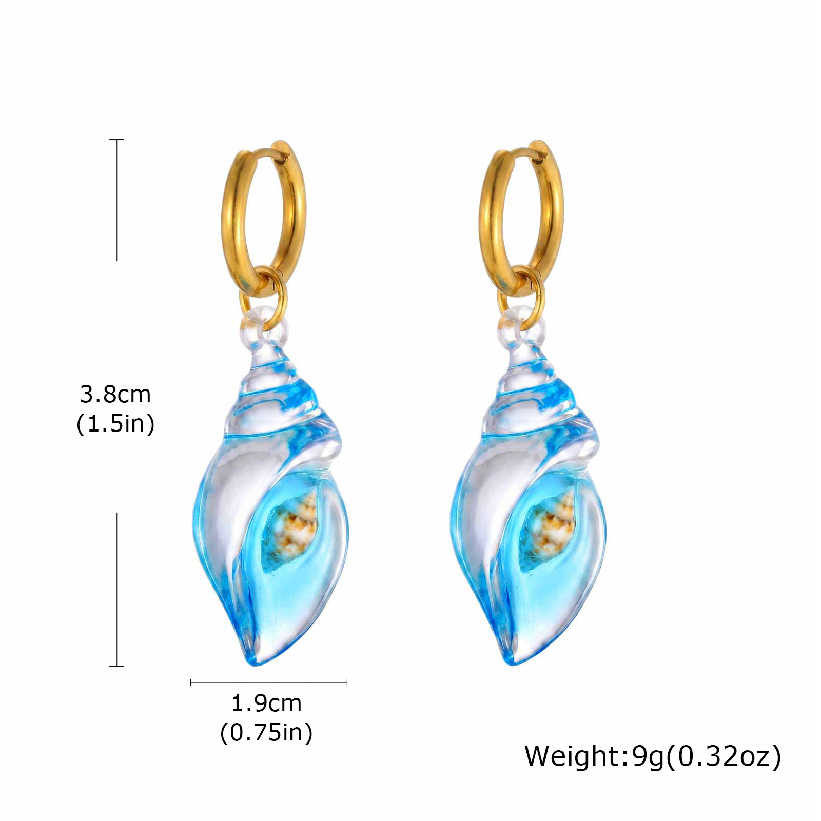 Серьги-кольца с ракушками для  – обзор и цена Conch Earring Hoop