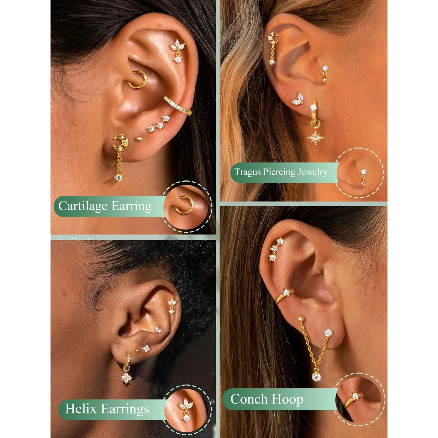 Серьги-гвоздики для хряща, 16  – обзор и цена Conch Earring Hoop